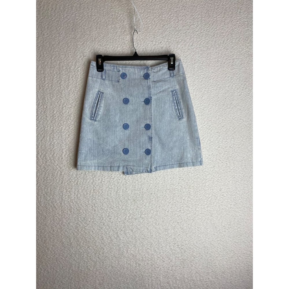 She and Sky Blue Jean Skirt Button Up Closure Size Small New with Tags